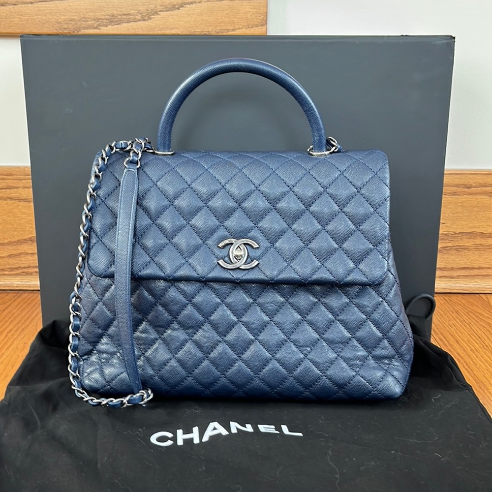 Chanel Quilted Caviar Top Handle Bag